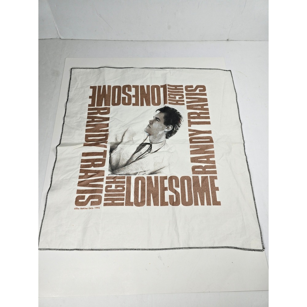Vintage 1992 Randy Travis High Lonesome Bandana White Country Music Memorabilia